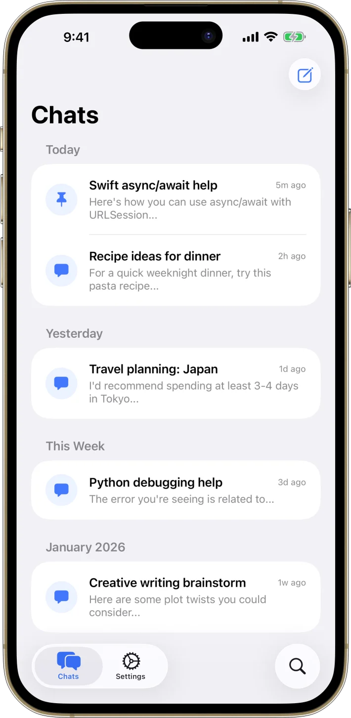 AI Chat App Starter iOS starter kit UI screenshot