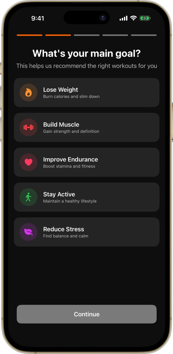 FitTrackPro iOS starter kit UI screenshot - dark mode