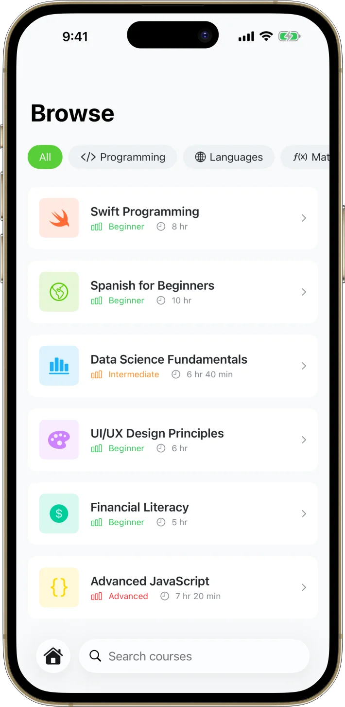 LearnPath iOS starter kit UI screenshot