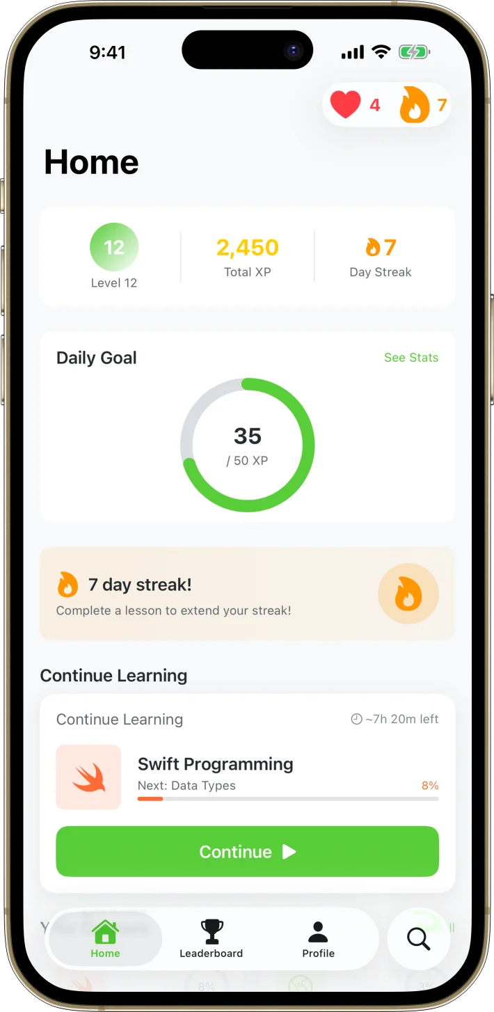LearnPath iOS starter kit UI screenshot