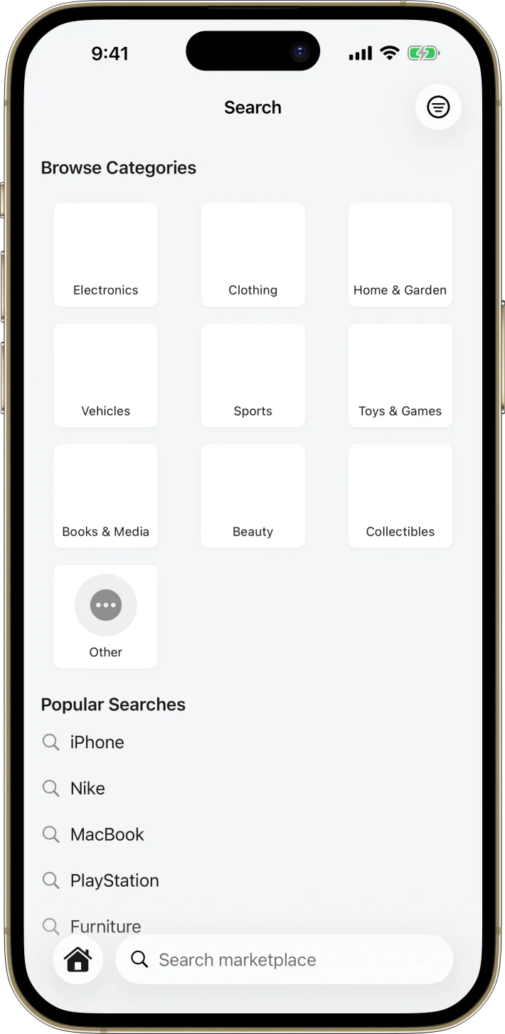 MarketPlace iOS starter kit UI screenshot