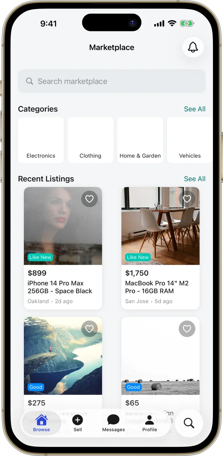 MarketPlace iOS starter kit UI screenshot