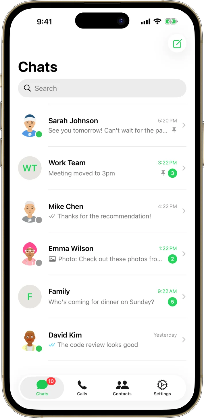 MsgFlow iOS starter kit UI screenshot