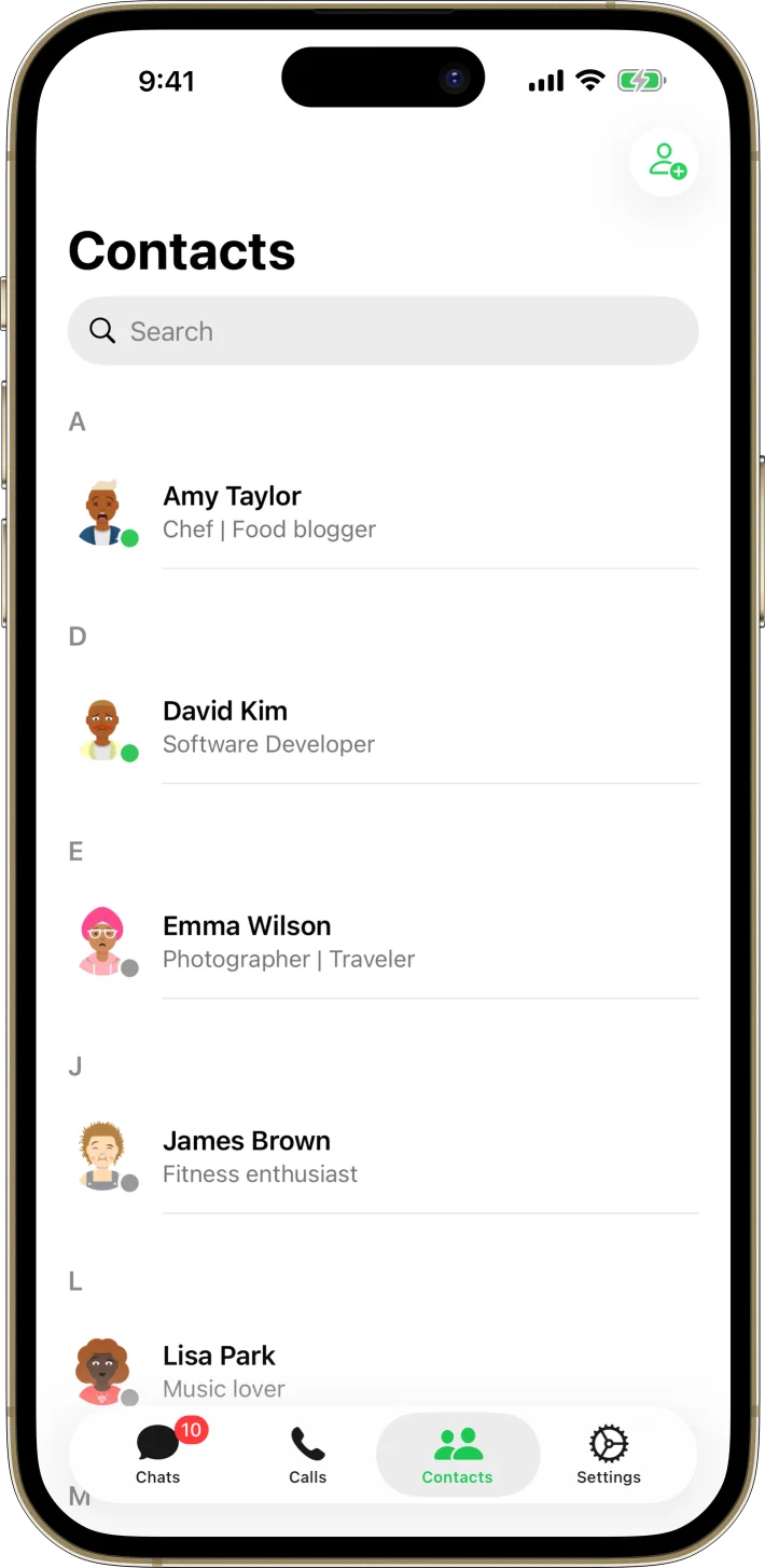 MsgFlow iOS starter kit UI screenshot