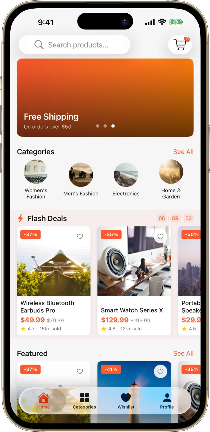 ShopExpress iOS starter kit UI screenshot