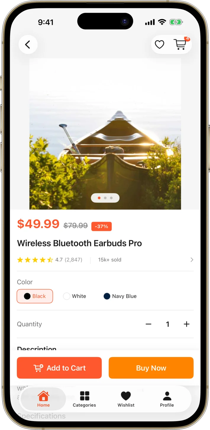 ShopExpress iOS starter kit UI screenshot