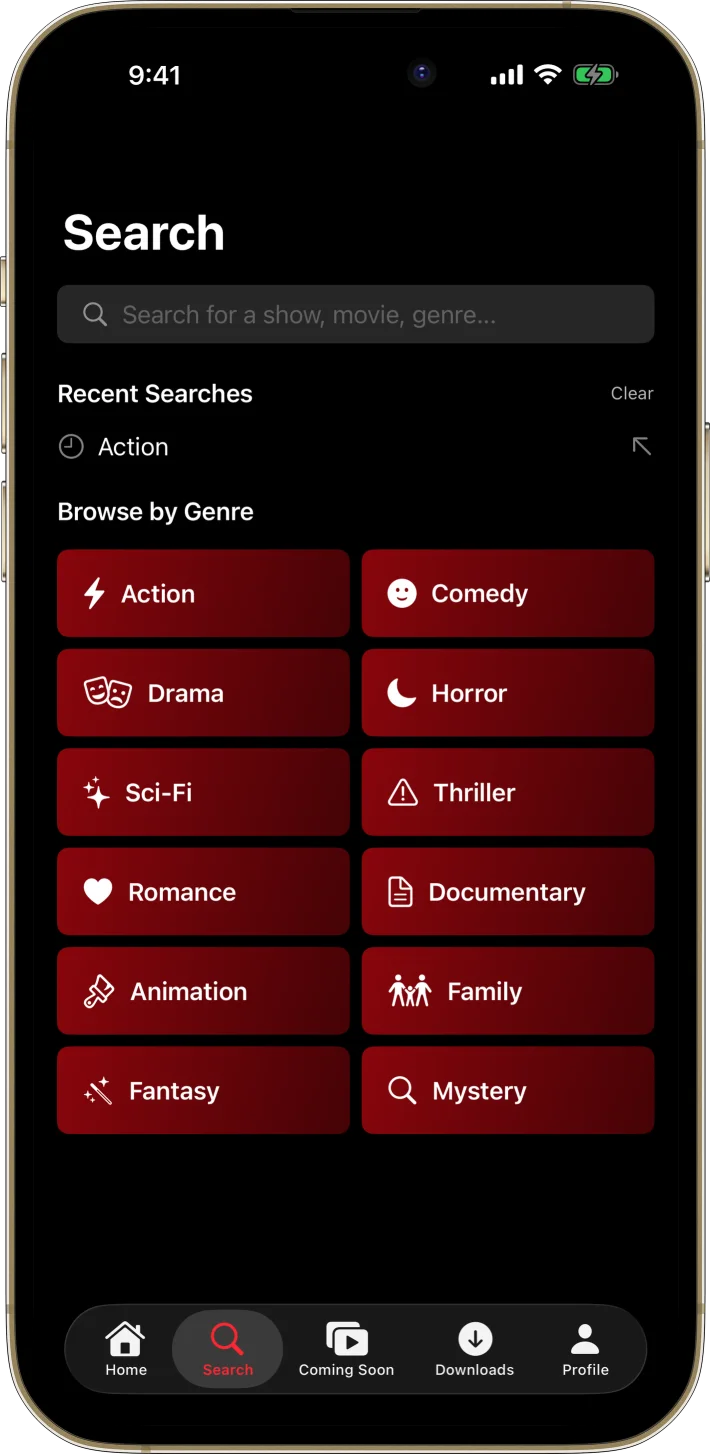 StreamBox iOS starter kit UI screenshot
