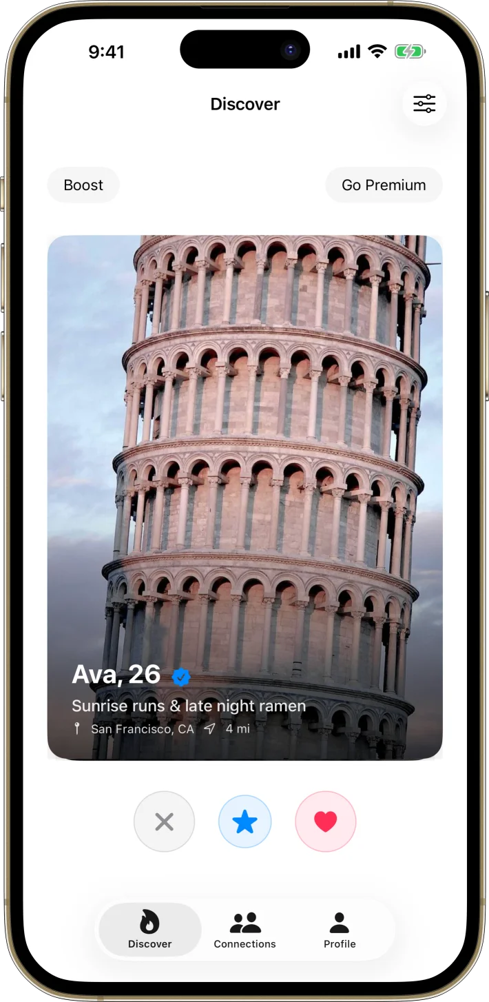 SwipeMatch iOS starter kit UI screenshot