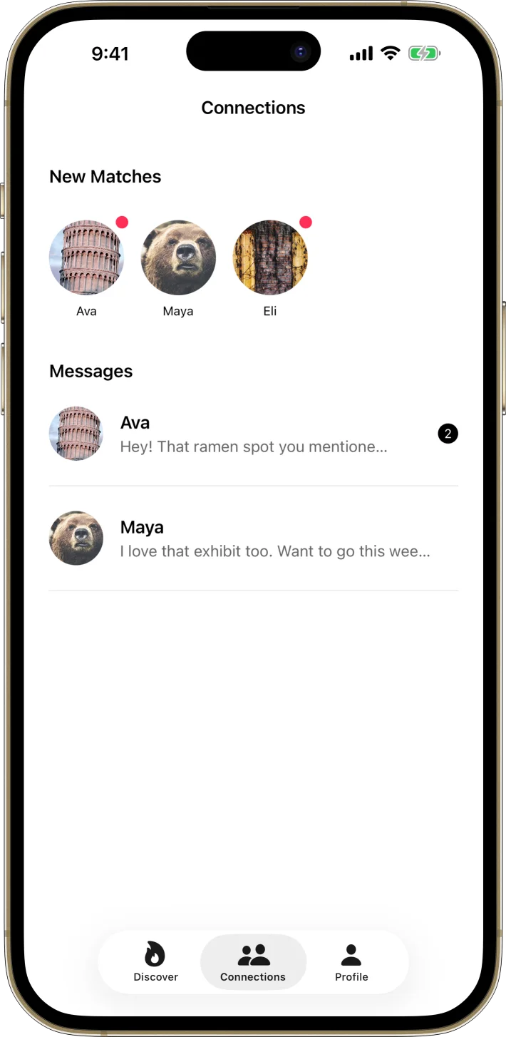 SwipeMatch iOS starter kit UI screenshot